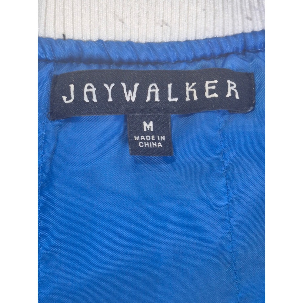Jaywalker‎ Mens Blue Satin Tiger Embroidered Bomber Jacket Varsity Zip Up Size M - Picture 9 of 16